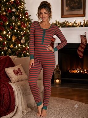 Christmas Striped One Piece Pajamas